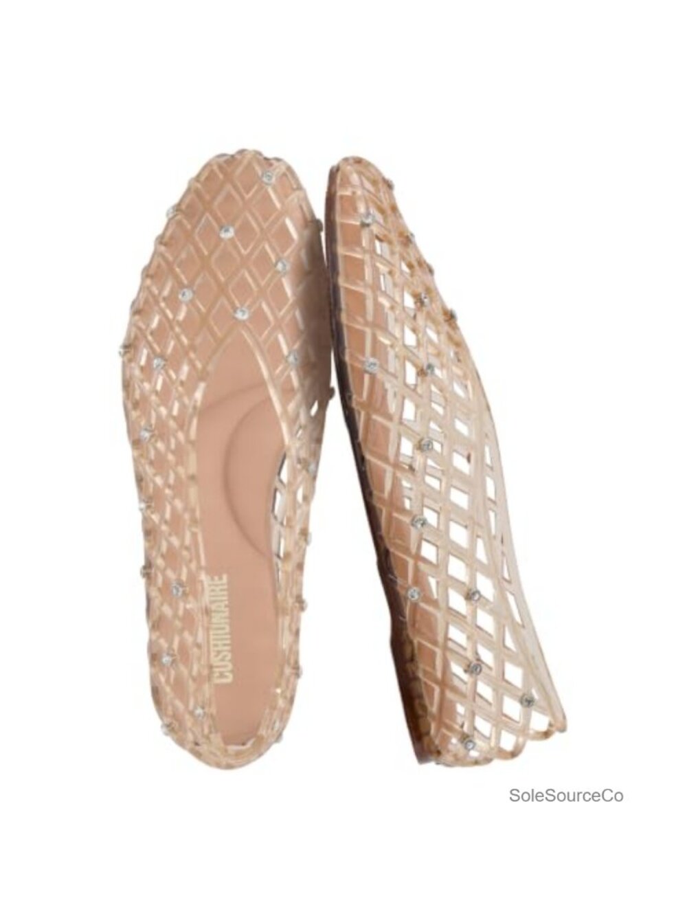 Women's Jelly Ballet Flats Crystal Embellished PVC Round Toe Water Resistant